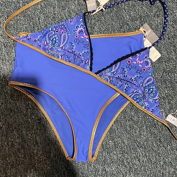 BRAND NEW with tags RARE Aerie reversible bikini high waist jet set beach Ikat - Picture 6 of 10